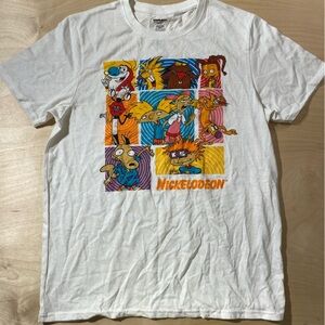 Nickelodeon White Short Sleeve Tee with Vibrant Graphic Large (MM)